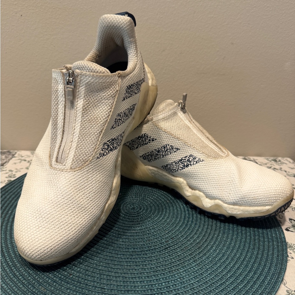 Adidas White and Blue Golf Shoe